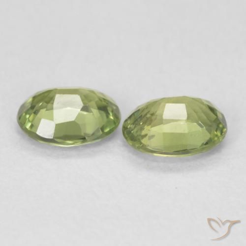 Sapphire Gemstones in 5 x 4 mm (calibrated) Size for Sale, Sapphire Stones in Light Forest Green Color