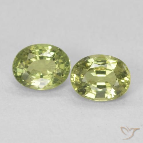 0.87 ctw Green Sapphire Stones, Natural Sapphire in Oval Facet Shape for Sale