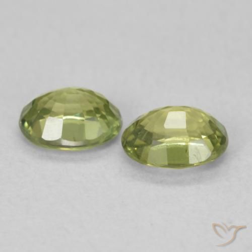 Sapphire Gemstones in 5 x 3.9 mm Size for Sale, Sapphire Stones in Yellowish Green Color