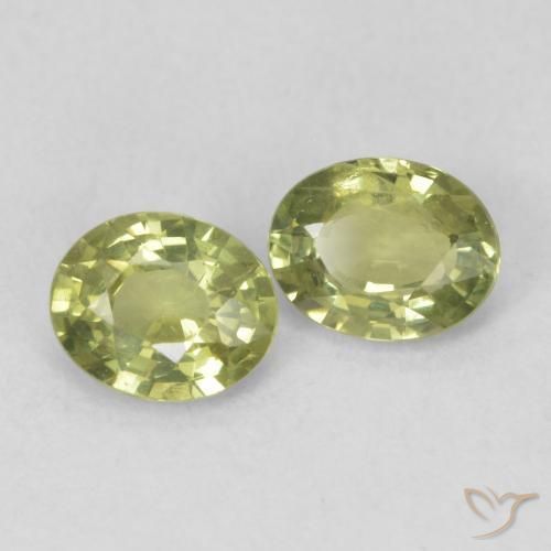 0.78 ctw Green Sapphire Stones, Natural Sapphire in Oval Facet Shape for Sale