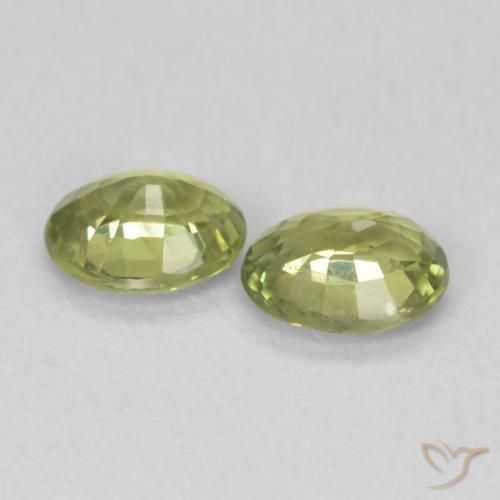 Sapphire Gemstones in 5 x 4 mm (calibrated) Size for Sale, Sapphire Stones in Warm Earthy Green Color