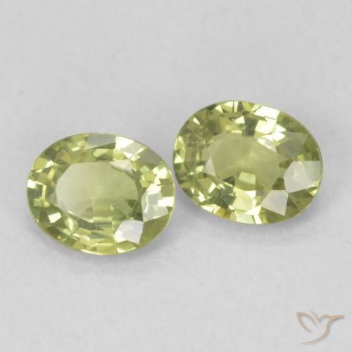 0.82 ctw Green Sapphire Stones, Natural Sapphire in Oval Facet Shape for Sale