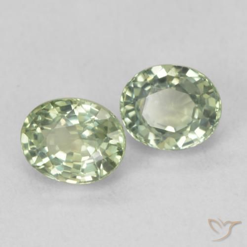 1.23 ctw Green Sapphire Stones, Natural Sapphire in Oval Facet Shape for Sale