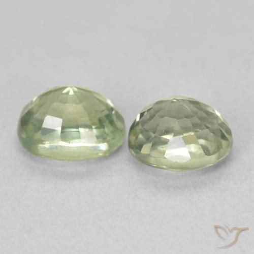 Sapphire Gemstones in 5 x 4 mm (calibrated) Size for Sale, Sapphire Stones in Pale Pear Green Color