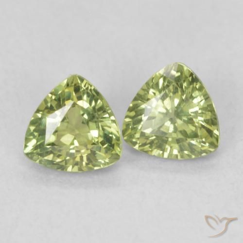 0.67 ctw Green Sapphire Stones, Natural Sapphire in Trillion Facet Shape for Sale