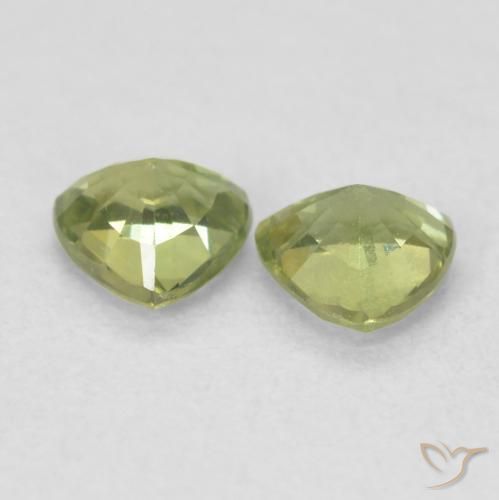 Sapphire Gemstones in 4.2 x 4.1 mm Size for Sale, Sapphire Stones in Yellowish Green Color