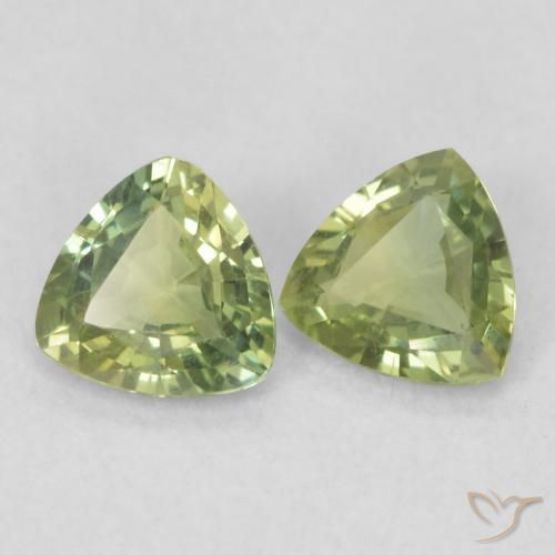 0.67 ctw Green Sapphire Stones, Natural Sapphire in Trillion Facet Shape for Sale