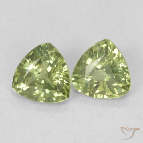 0.68 ctw Green Sapphire Stones, Natural Sapphire in Trillion Facet Shape for Sale