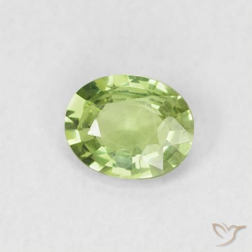 0.38 ct Green Sapphire Stone, Natural Sapphire in Oval Facet Shape for Sale