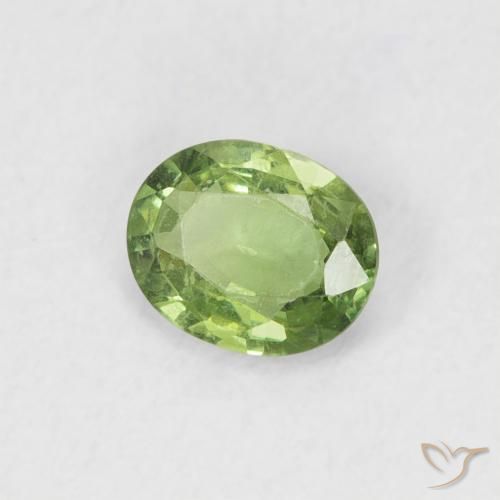 0.41 ct Green Sapphire Stone, Natural Sapphire in Oval Facet Shape for Sale