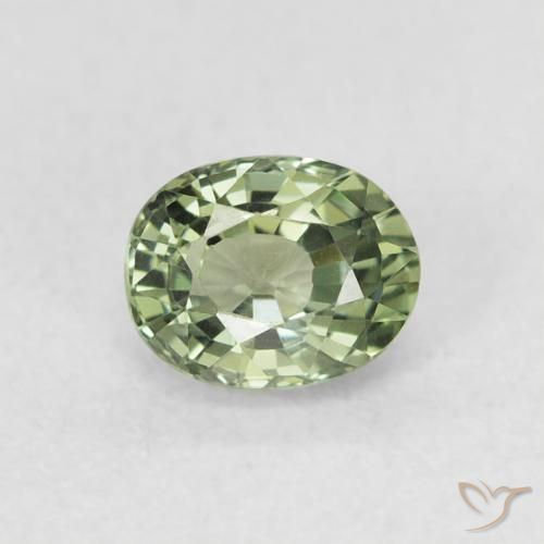 0.66 ct Green Sapphire Stone, Natural Sapphire in Oval Facet Shape for Sale