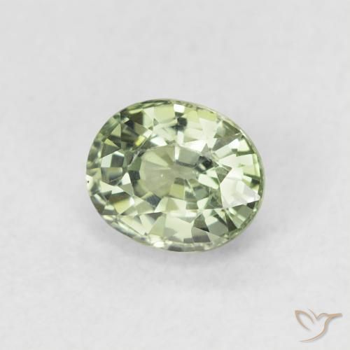 0.62 ct Green Sapphire Stone, Natural Sapphire in Oval Facet Shape for Sale
