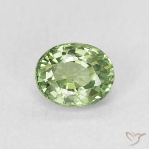 0.64ct Natural Light Green Sapphire, Oval, VVS, Photo A