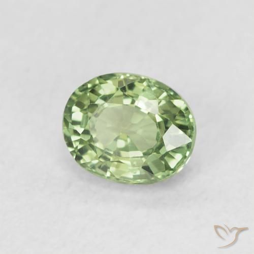 0.64 ct Green Sapphire Stone, Natural Sapphire in Oval Facet Shape for Sale