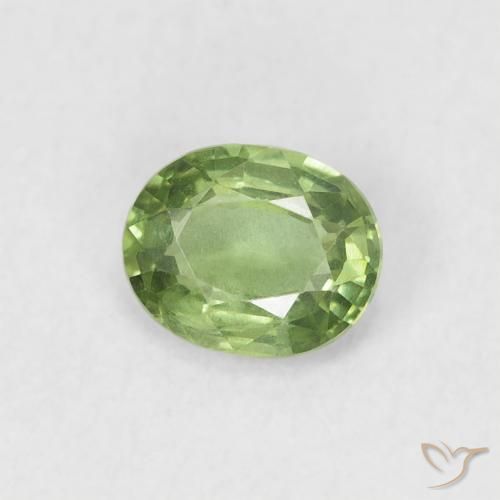 0.50 ct Green Sapphire Stone, Natural Sapphire in Oval Facet Shape for Sale