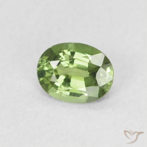 0.45 ct Green Sapphire Stone, Natural Sapphire in Oval Facet Shape for Sale