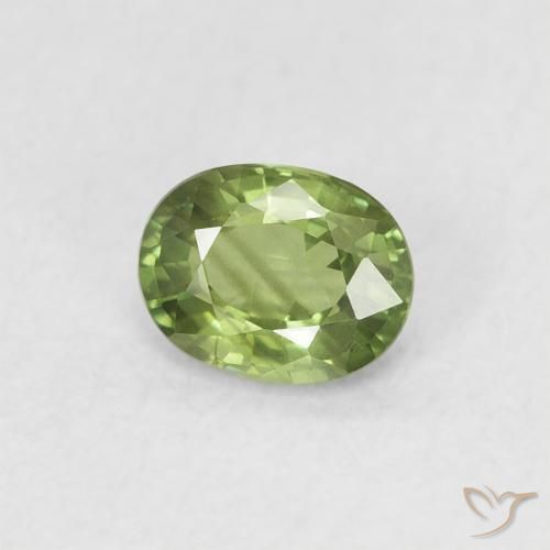 0.44 ct Green Sapphire Stone, Natural Sapphire in Oval Facet Shape for Sale
