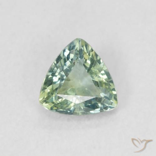 0.50ct Natural Medium Light Green Sapphire, Trillion, VVS-VS