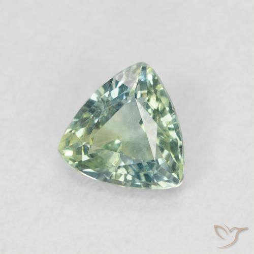 0.50 ct Green Sapphire Stone, Natural Sapphire in Trillion Facet Shape for Sale