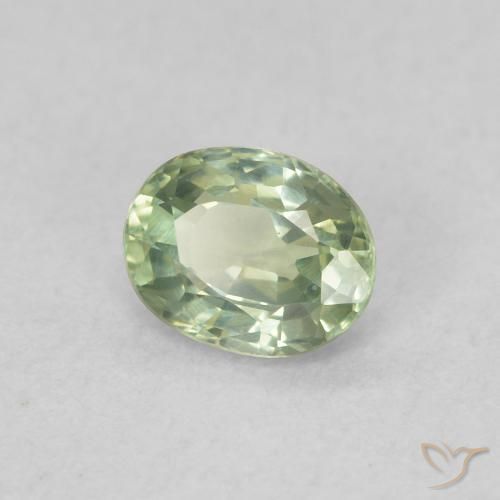 0.44 ct Green Sapphire Stone, Natural Sapphire in Oval Facet Shape for Sale