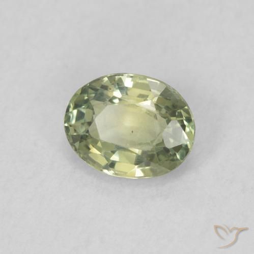 0.43 ct Green Sapphire Stone, Natural Sapphire in Oval Facet Shape for Sale