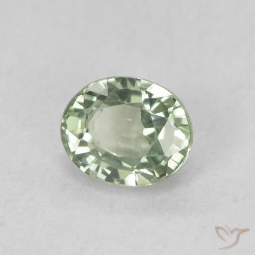 0.59 ct Green Sapphire Stone, Natural Sapphire in Oval Facet Shape for Sale