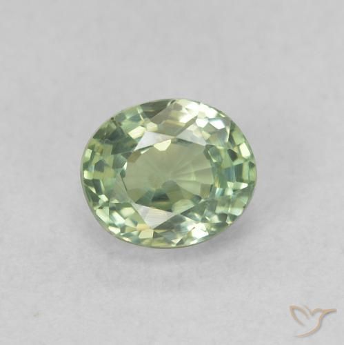 0.60ct Natural Light Green Sapphire, Oval, VVS-VS