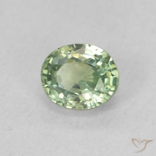 0.60 ct Green Sapphire Stone, Natural Sapphire in Oval Facet Shape for Sale