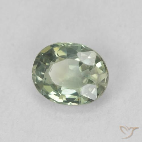 0.56 ct Green Sapphire Stone, Natural Sapphire in Oval Facet Shape for Sale