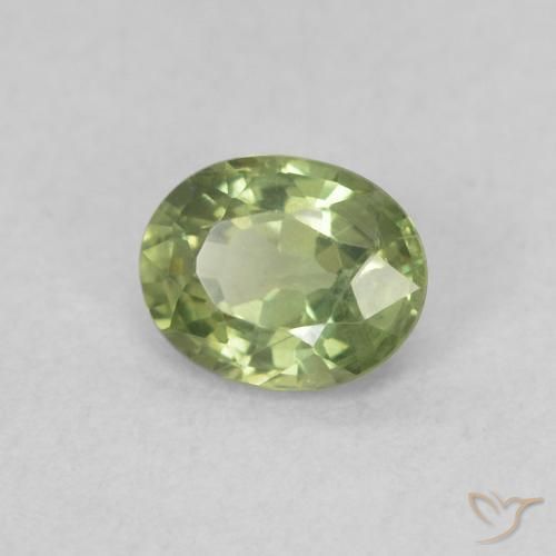 0.42 ct Green Sapphire Stone, Natural Sapphire in Oval Facet Shape for Sale