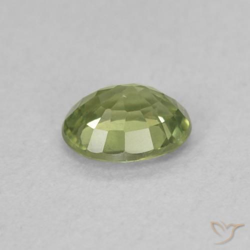 Sapphire Gemstone in 5 x 4 mm (calibrated) Size for Sale, Sapphire Stone in Warm Green Color