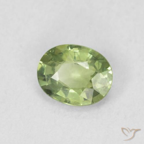0.39 ct Green Sapphire Stone, Natural Sapphire in Oval Facet Shape for Sale