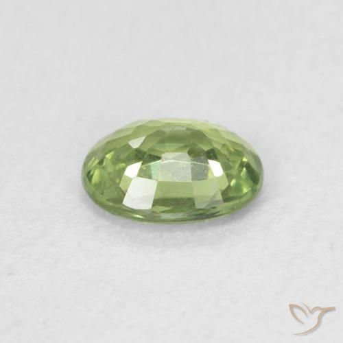 Sapphire Gemstone in 5 x 4 mm (calibrated) Size for Sale, Sapphire Stone in Warm Green Color