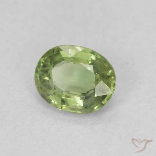 0.45 ct Green Sapphire Stone, Natural Sapphire in Oval Facet Shape for Sale