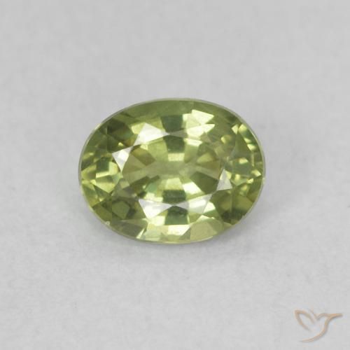 0.47 ct Green Sapphire Stone, Natural Sapphire in Oval Facet Shape for Sale