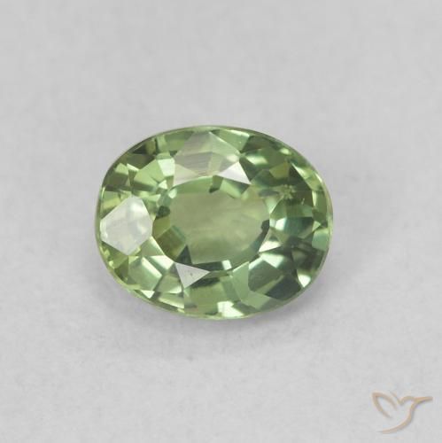 0.56ct Natural Light Sage Green Sapphire, Oval, VVS-VS