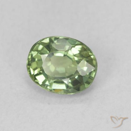 0.56 ct Green Sapphire Stone, Natural Sapphire in Oval Facet Shape for Sale