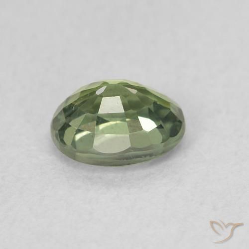 Sapphire Gemstone in 5 x 4 mm (calibrated) Size for Sale, Sapphire Stone in Light Sage Green Color