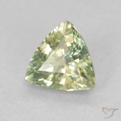 0.74 ct Green Sapphire Stone, Natural Sapphire in Trillion Facet Shape for Sale