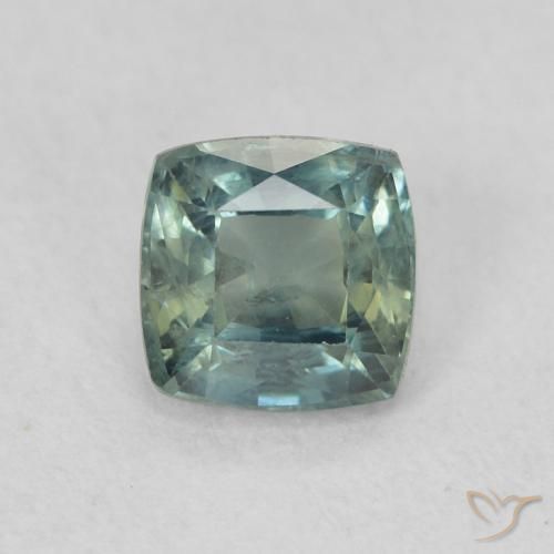 0.71ct Natural Medium Blue Green Sapphire, Cushion, VS