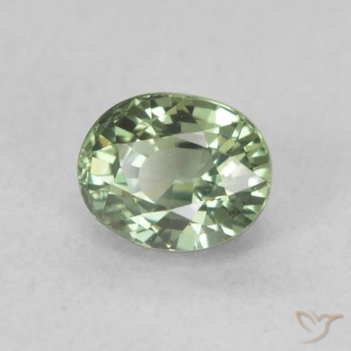 0.73 ct Green Sapphire Stone, Natural Sapphire in Oval Facet Shape for Sale