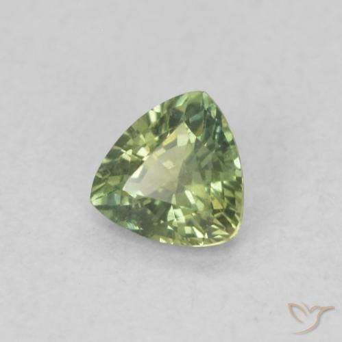 0.36 ct Green Sapphire Stone, Natural Sapphire in Trillion Facet Shape for Sale