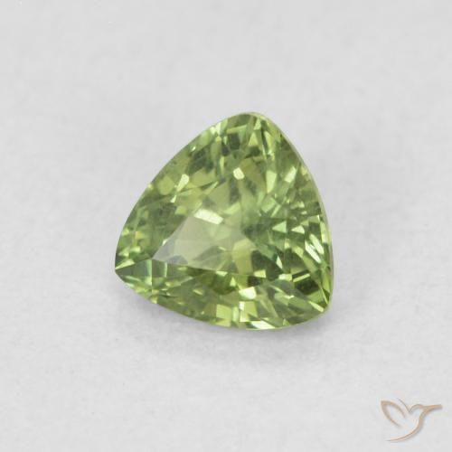0.48 ct Green Sapphire Stone, Natural Sapphire in Trillion Facet Shape for Sale