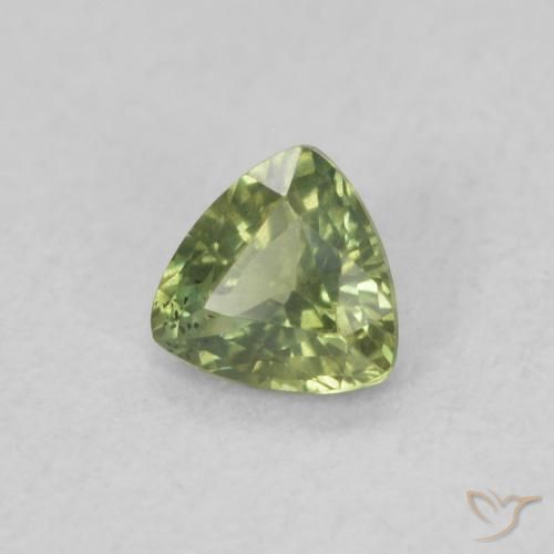 0.35 ct Green Sapphire Stone, Natural Sapphire in Trillion Facet Shape for Sale