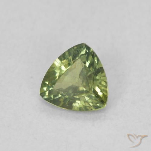 0.35 ct Green Sapphire Stone, Natural Sapphire in Trillion Facet Shape for Sale