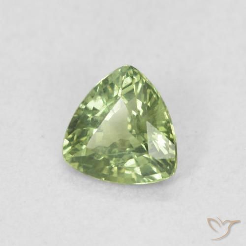 0.39 ct Green Sapphire Stone, Natural Sapphire in Trillion Facet Shape for Sale