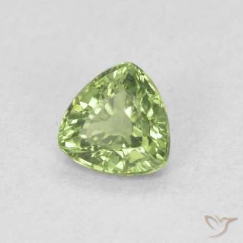 0.46 ct Green Sapphire Stone, Natural Sapphire in Trillion Facet Shape for Sale