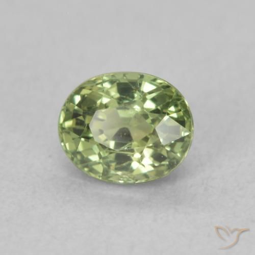 0.66 ct Green Sapphire Stone, Natural Sapphire in Oval Facet Shape for Sale