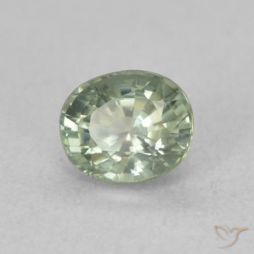 0.68 ct Green Sapphire Stone, Natural Sapphire in Oval Facet Shape for Sale