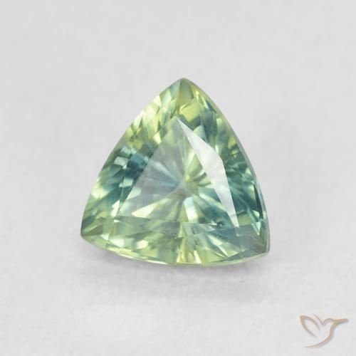 0.79 ct Green Sapphire Stone, Natural Sapphire in Trillion Facet Shape for Sale